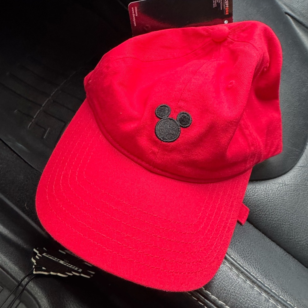 Disney Red Cap with Black Mouse Emblem